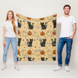 Vintage Halloween Heltäckande Tryck Upprepad Namn Fleecefilt