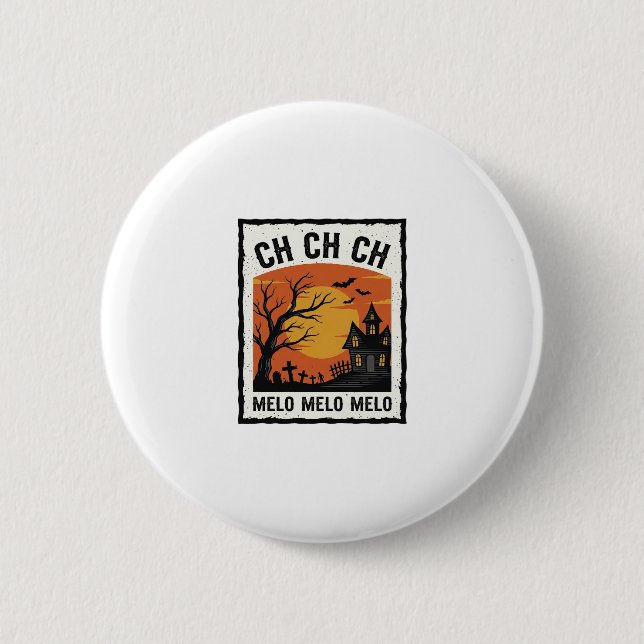 Vintage Halloween Hemsökt Träd Silhuett Tröja De Knapp (Framsida)