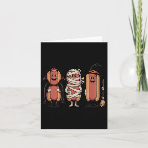 Vintage Halloween Hotdog Vampire Witch Mummy Kort