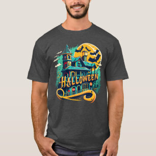 vintage halloween-hus med spöke t shirt