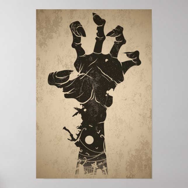 Vintage Halloween Icon - Zombie Hand Poster (Framsidan)