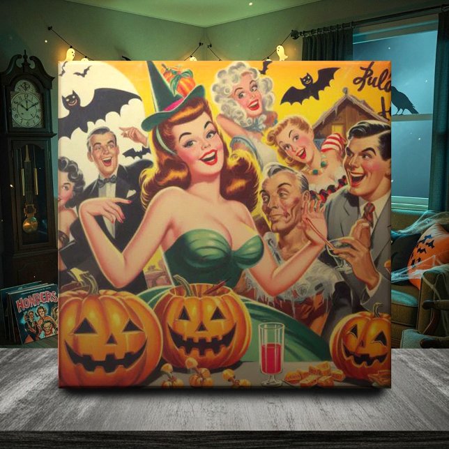 Vintage Halloween Illustration Kakelplatta (Skapare uppladdad)