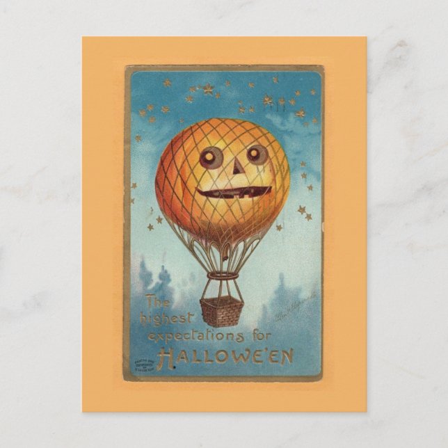 Vintage Halloween-illustration Vykort (Framsida)