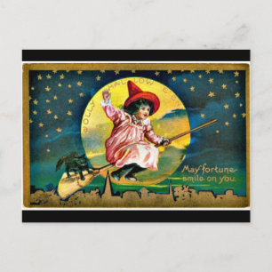 Vintage Halloween-illustration Vykort