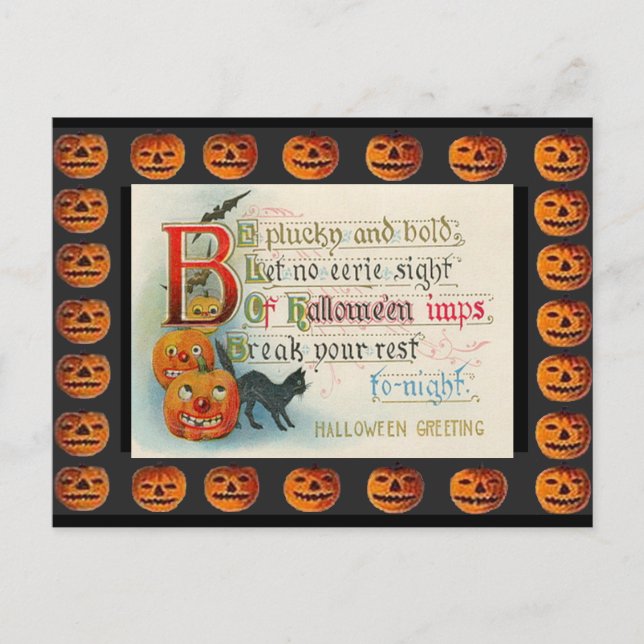 Vintage Halloween Imp Vykort (Framsida)