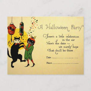 Vintage Halloween-inbjudan Inbjudan Vykort