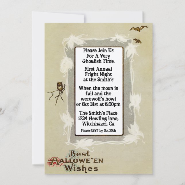 Vintage Halloween-inbjudan Inbjudningar (Framsida)