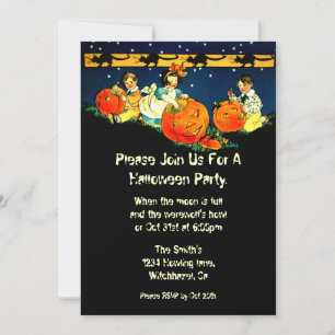 Vintage Halloween-inbjudan på återvunnen Papper Inbjudningar