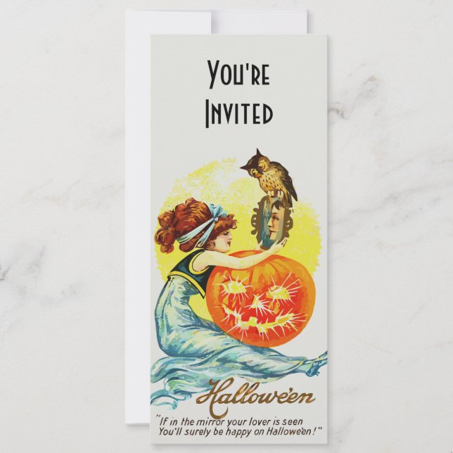 Vintage Halloween-inbjudan Spegel Inbjudningar (Framsida)