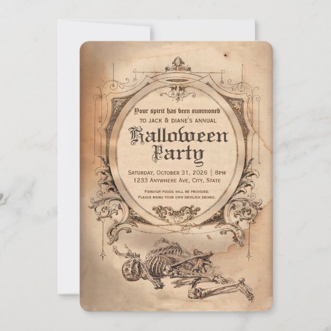 Vintage Halloween-inbjudan Victorian Gothic Inbjudningar (Framsida)