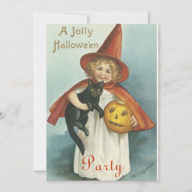 Vintage Halloween-inbjudningar Inbjudningar (Framsida)