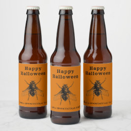 Vintage Halloween Insekt för förbränd Orange Ölflaska Etikett