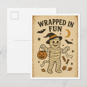 Vintage Halloween insvept i kul Vykort