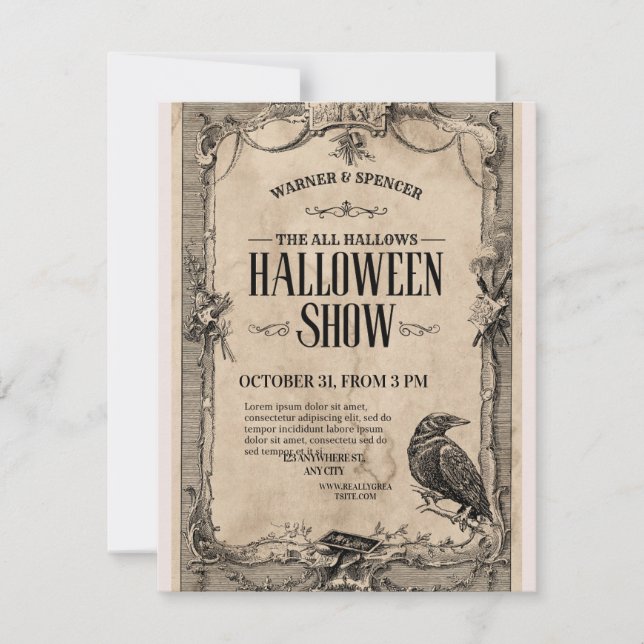 Vintage Halloween Invitation Tack Kort (Framsida)