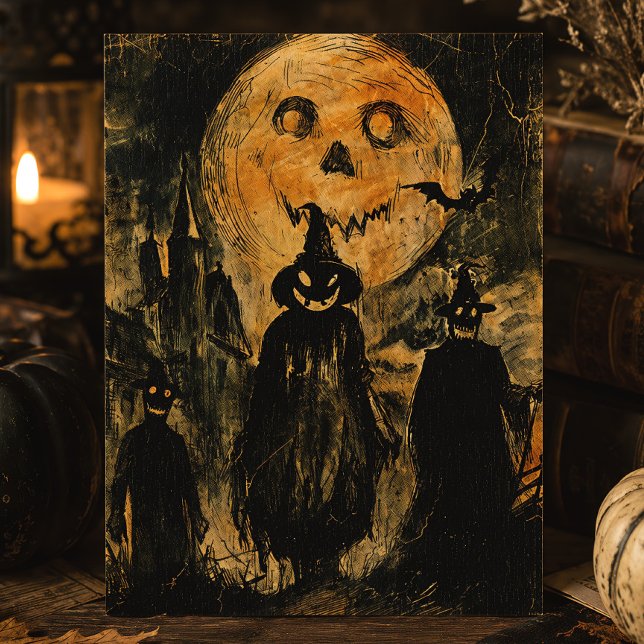 Vintage Halloween Jack O Lantern Kuslig Skräck Vykort (Skapare uppladdad)