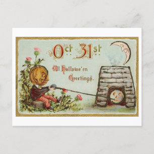 Vintage Halloween Jack-o-Lantern vykort