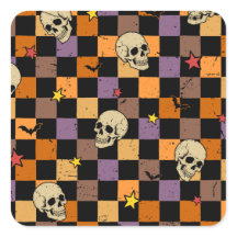 Vintage Halloween-kallar och fladdermöss schackbrä