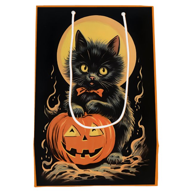 Vintage Halloween Katt med Pumpkin (Baksidan)
