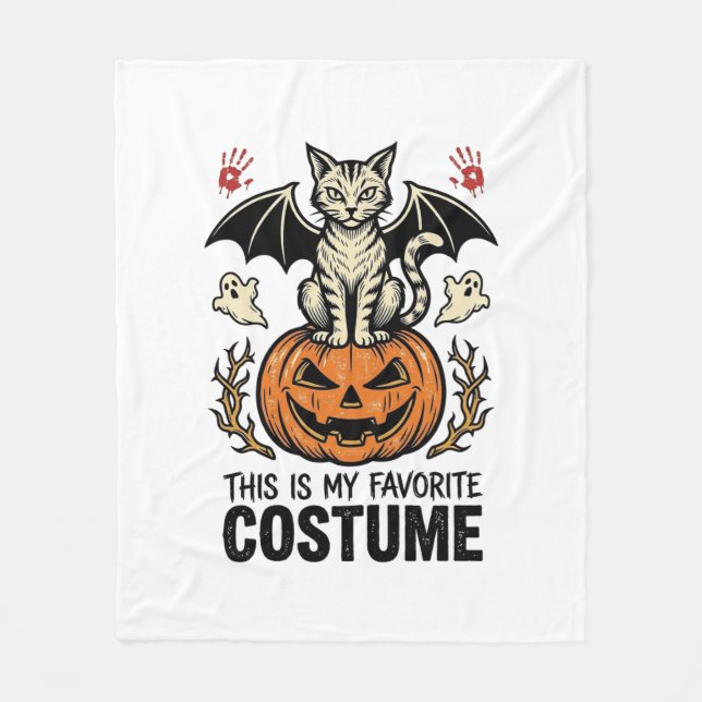 Vintage Halloween Katt Pumpa Kostym Tröja Design Fleecefilt (Framsidan)