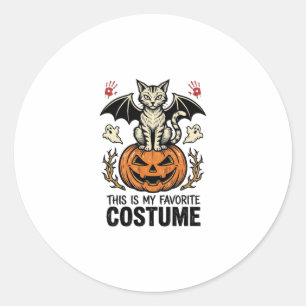 Vintage Halloween Katt Pumpa Kostym Tröja Design Runt Klistermärke