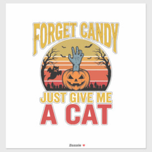 Vintage Halloween Kattälskare Rolig Godis Tröja De Klistermärken