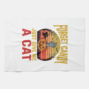 Vintage Halloween Kattälskare Rolig Godis Tröja De Kökshandduk