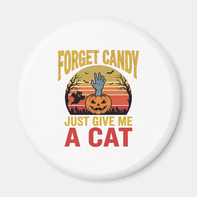 Vintage Halloween Kattälskare Rolig Godis Tröja De Magnet (Framsidan)