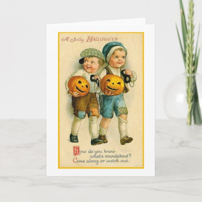 Vintage Halloween Kids Kort (Framsida)