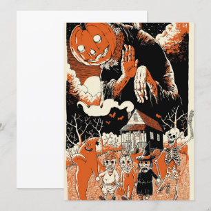 Vintage Halloween Kids och scary Pumpkin