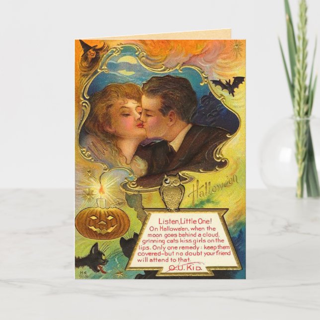 Vintage Halloween Kiss Kort (Framsida)