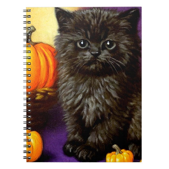 Vintage Halloween Kitten Anteckningsbok (Framsidan)