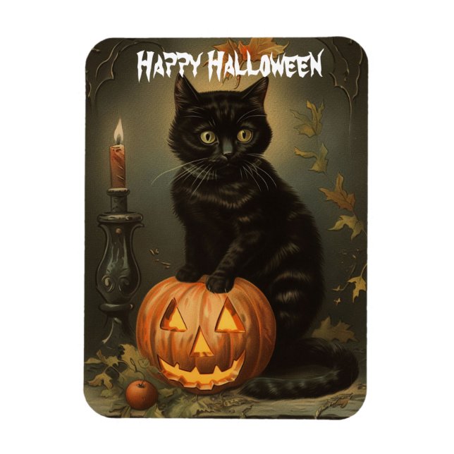 Vintage Halloween Kitten Flexible Magnet (Vertikal)