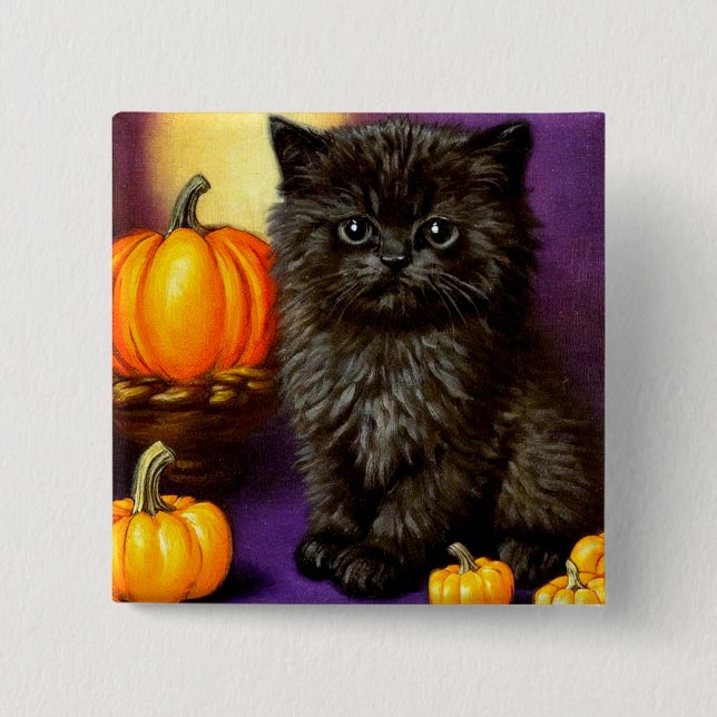 Vintage Halloween Kitten Knapp (Framsida)