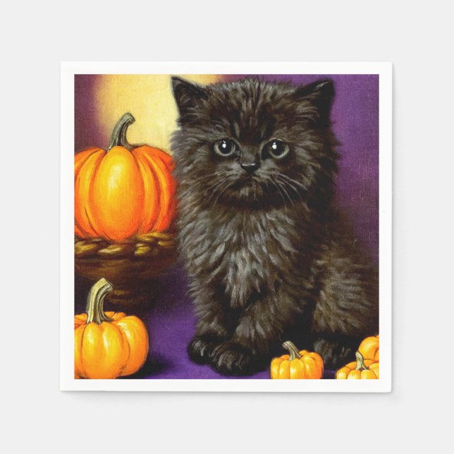 Vintage Halloween Kitten Pappersservett (Framsidan)