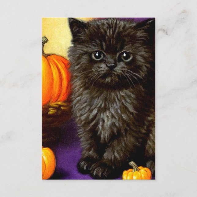 Vintage Halloween Kitten Tilläggskort (Framsida)
