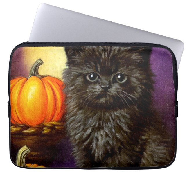 Vintage Halloween Kittens Laptop Fodral (Framsidan)