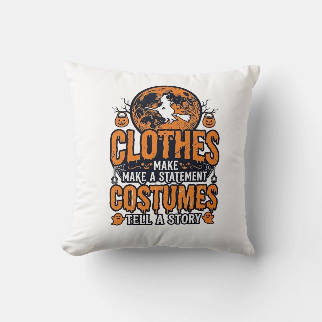 Vintage Halloween-kläder Kostym Statement T-shirt_ Kudde (Framsida)