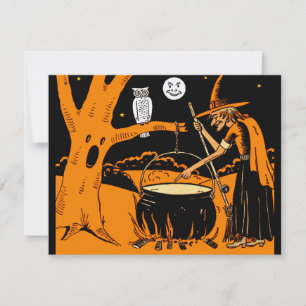 Vintage Halloween konstinbjudningar Inbjudningar