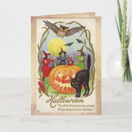 Vintage Halloween-kort, Circle of Witches Kort