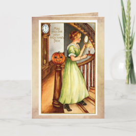 Vintage Halloween-kort, Elegant Dam med Spegel Kort