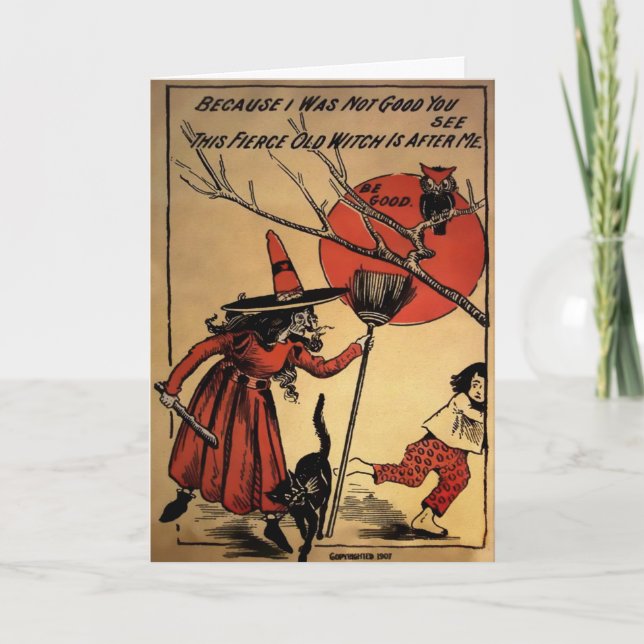 Vintage Halloween-kort Helgkort (Framsida)