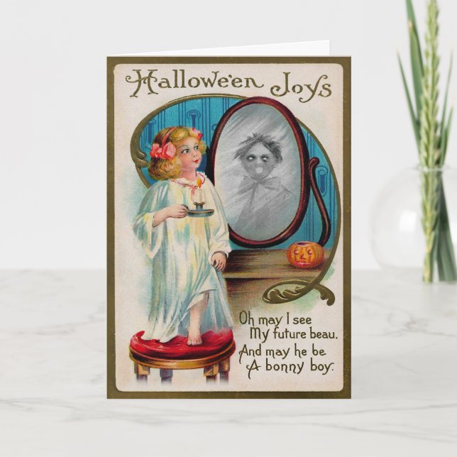 Vintage Halloween-kort Helgkort (Framsida)
