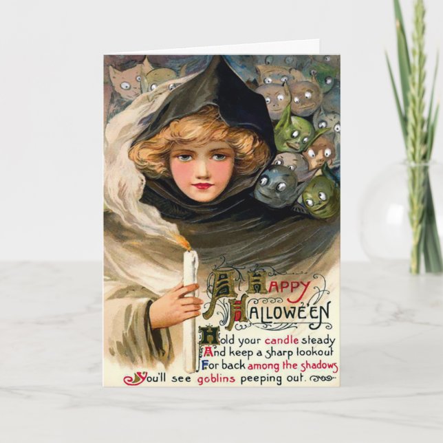 Vintage Halloween-kort Helgkort (Framsida)