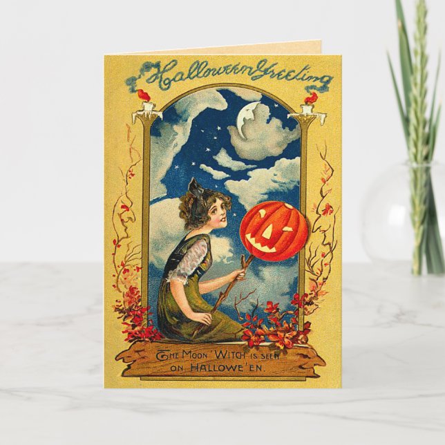 Vintage Halloween-kort Kort (Framsida)