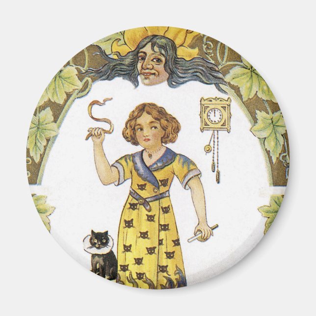 Vintage Halloween-kort Magnet (Framsidan)