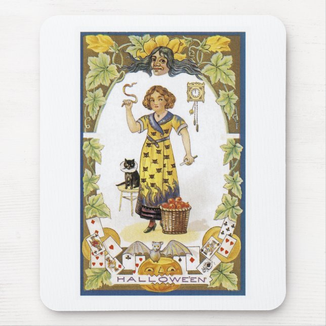 Vintage Halloween-kort Musmatta (Framsidan)