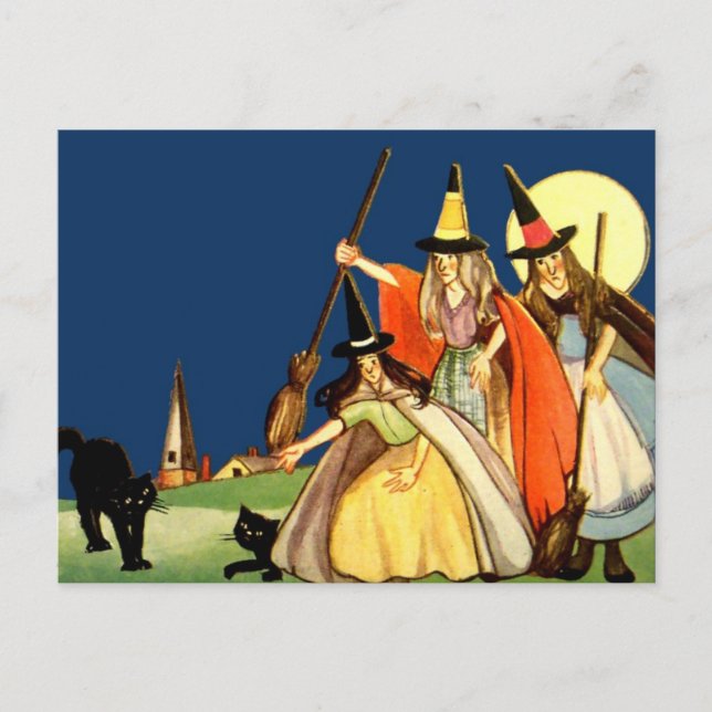 Vintage Halloween-kort Vykort (Framsida)