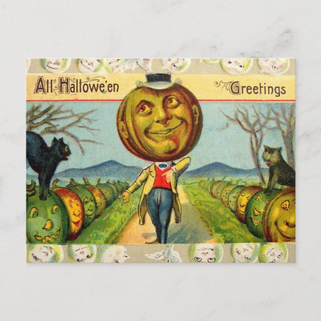 Vintage Halloween-kort Vykort (Framsida)