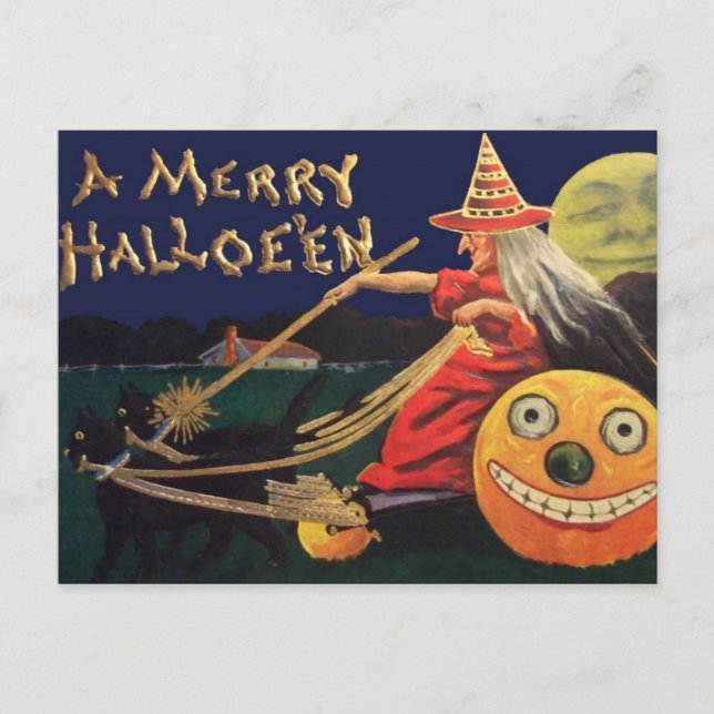 Vintage Halloween-kort Vykort (Framsida)
