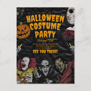 Vintage Halloween-kostymfest, redigerbar Halloween Vykort